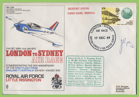G.B. 1969 London-Sydney Air Race, RAF Littele Rissington, Signed Ripley