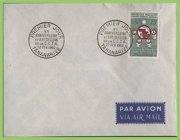 Madagascar 1960 25f C.C.T.A on airmail First Day Cover