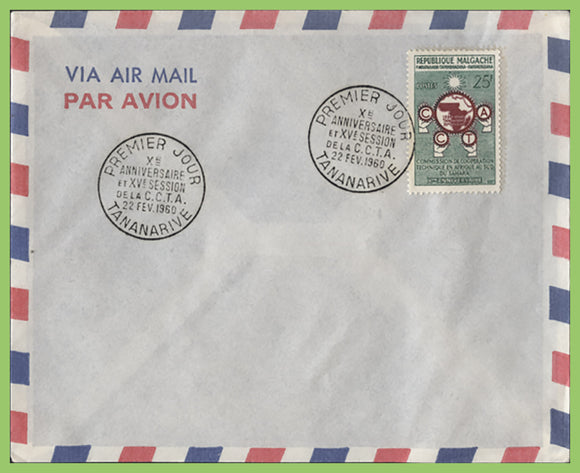 Madagascar 1960 25f C.C.T.A on airmail First Day Cover