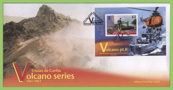 Tristan Da Cunha 2012 Volcano (2nd series) miniature sheet on First Day Cover