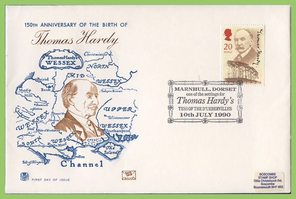 G.B. 1990 Thomas Hardy Stuart First Day Cover, Marnhull Dorset