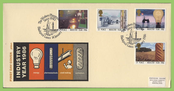 G.B. 1986 Industry Year set on Philart First Day Cover, Blackpool, Lancashire