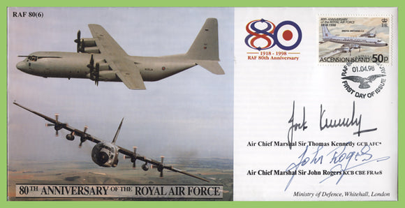 Ascension 1998 80th Anniversary of the RAF Flown & Signed commemorative cover