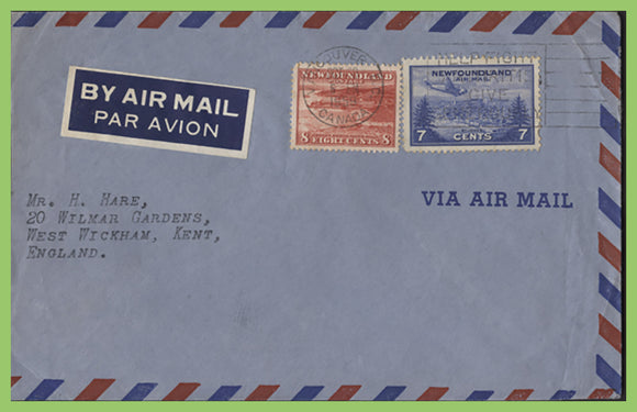 Newfoundland 1959 Airmail cover to England