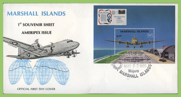 Marshall Islands 1986 Ameripex, aircraft miniature on First Day Cover