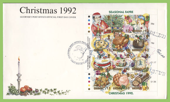 Guernsey 1992 Christmas sheetlet on First Day Cover