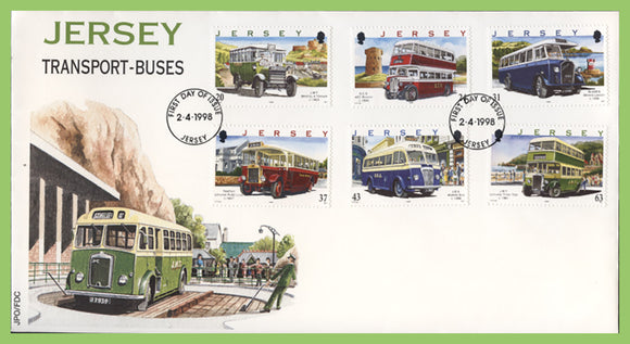 Jersey 1998 Transport Buses set on First Day Cover