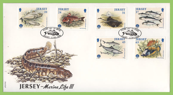 Jersey 1998 Marine Life III set on First Day Cover