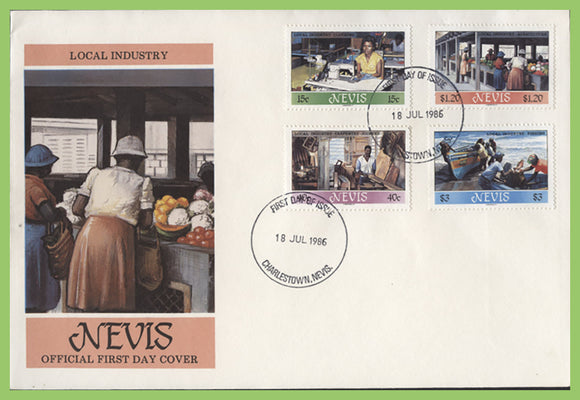 Nevis 1986 Local Industry set on First Day Cover