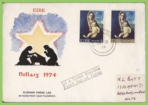 Ireland 1974 Christmas set First Day Cover