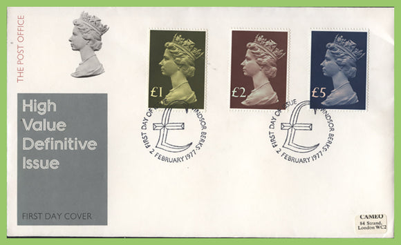 G.B. 1977 High Value Definitives on Postr Ofice First Day Cover, Windsor (sm label)