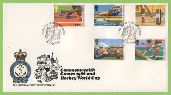 G.B. 1986 Commonwealth Games set on official RNLI First Day Cover, Edinburgh