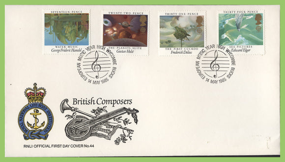 G.B. 1985 The British Composers on official RNLI First Day Cover, High Wycombe