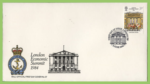 G.B. 1984 London Economic Summit on official RNLI First Day Cover, London SW