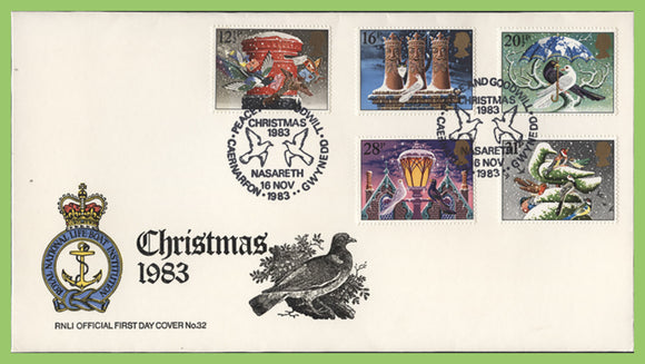 G.B. 1983 Christmas set on official RNLI First Day Cover, Nasareth