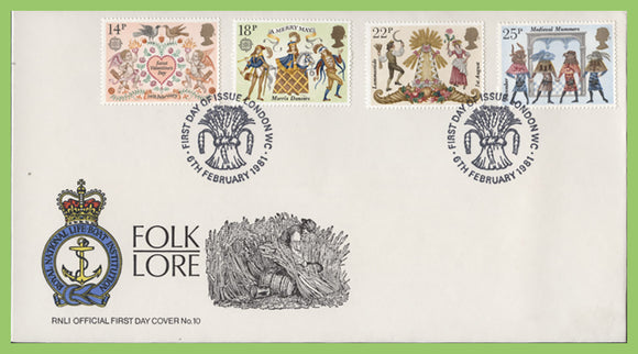 G.B. 1981 Folklore set on official RNLI First Day Cover, London WC