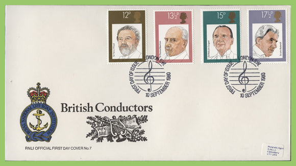G.B. 1980 British Conductors set on official RNLI First Day Cover, London SW