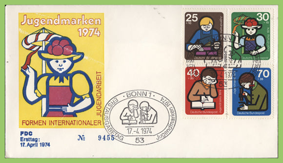 Germany 1974 Youth Activity set on First Day Cover, Bonn