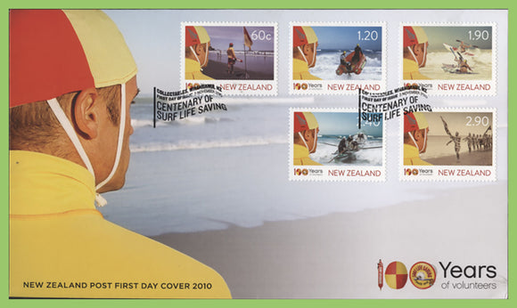 New Zealand 2010 Life Saving 100 Years of Volunteers set on First Day Cover
