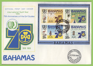 Bahamas 1985 Girl Guides 75th Anniversary miniature sheet on First Day Cover