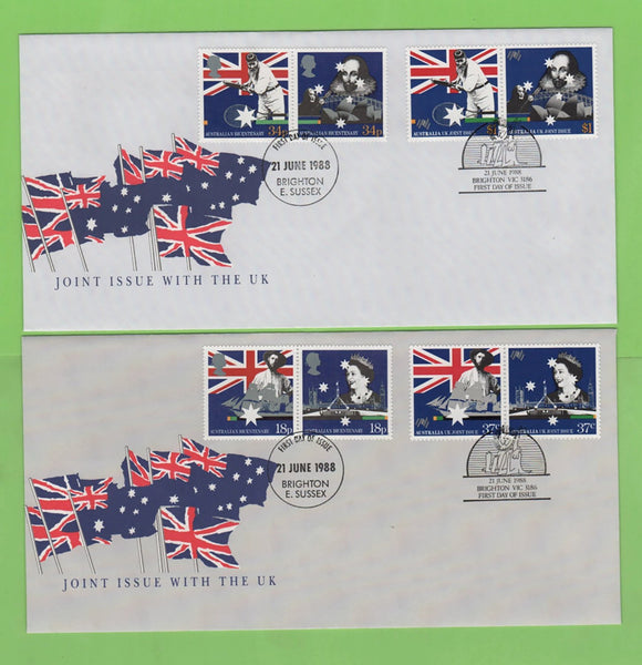 G.B. / Australia 1988 Australian Bicentenary set on two First Day Covers, Brighton