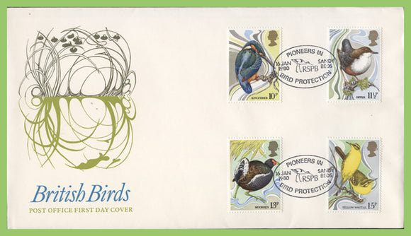 G.B. 1980 Birds set on Post Office First Day Cover, Sandy Beds