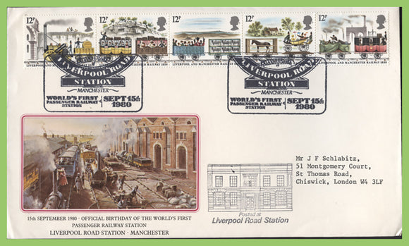 G.B. 1980 Anniversary of First Passenger Railway Station commemorative cover