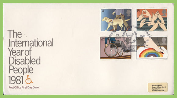 G.B. 1981 Year of Disabled set on Post Office First Day Cover, London E1