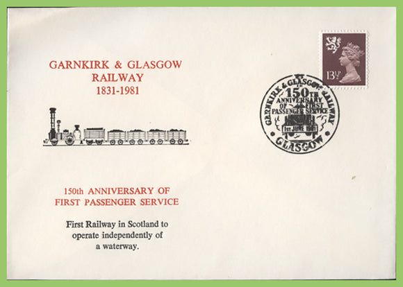 G.B. 1981 150th Anniversary Garnkirk & Glasgow Railway Passenger Service cover