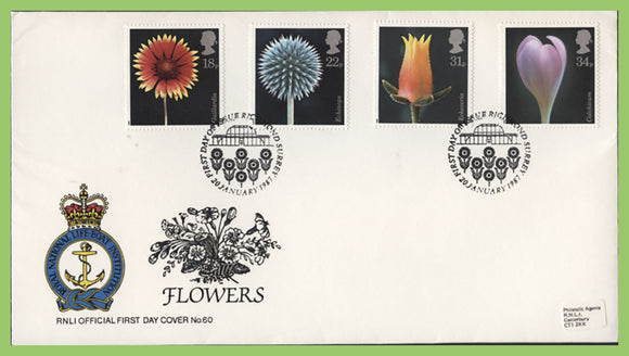 G.B. 1987 Flowers set on RNLI (no.60) First Day Cover, Richmond Surrey