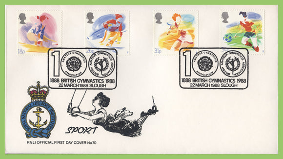 G.B. 1988 Sports set on Royal Mail First Day Cover, British Gymnastics Slough