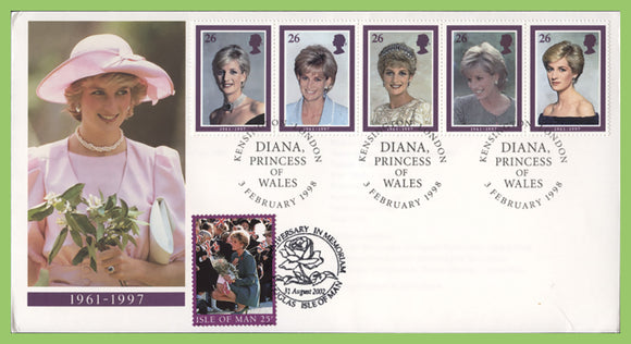 G.B. / I.O.M. 1998/2003 Princess Diana Double date First Day Cover