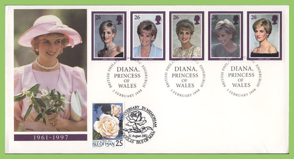 G.B. / I.O.M. 1998/2003 Princess Diana Double date First Day Cover