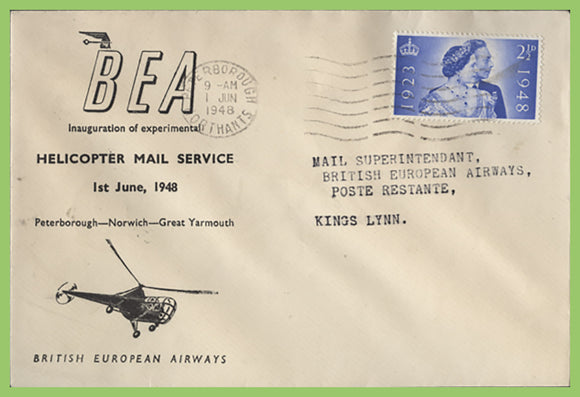 G.B. 1948 BEA Helicopter Mail Service, Peterborough to Kings Lynn