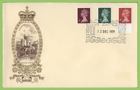 G.B. 1979 1p, 2p PCP + 8p Enschede definitive Philart First Day Covers, Windsor
