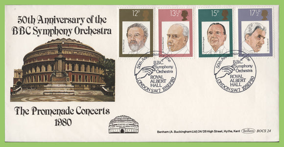 G.B. 1980 British Conductors set on Benham First Day Cover, Royal Albert Hall