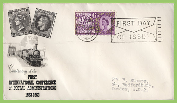 G.B. 1963 Paris Postal Conference phosphor on First Day Cover, London FDI