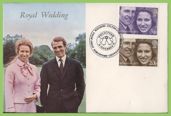 G.B. 1973 Royal Wedding set on Wessex First Day Cover, Great Somerford