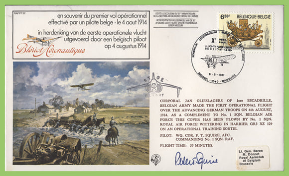 Belgium 1981 RAF commemoration of First Operational flight by Belgium Pilot, flown & signed cover