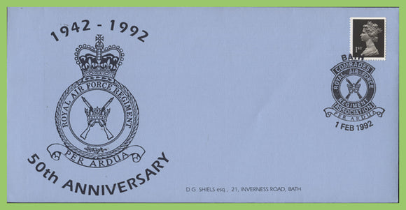G.B. 1992 RAF Bath Comrades Association 50th Anniversary Commemorative Cover