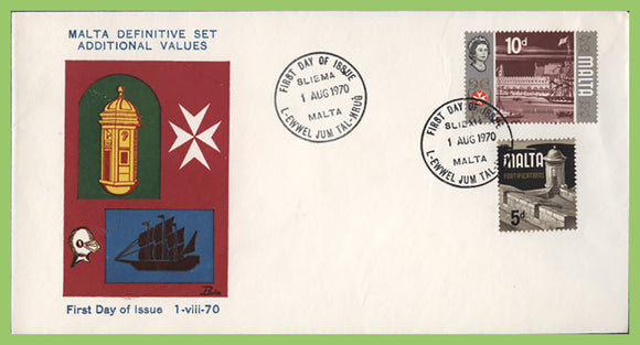 Malta 1970 New Definitives (additional values) First Day Cover
