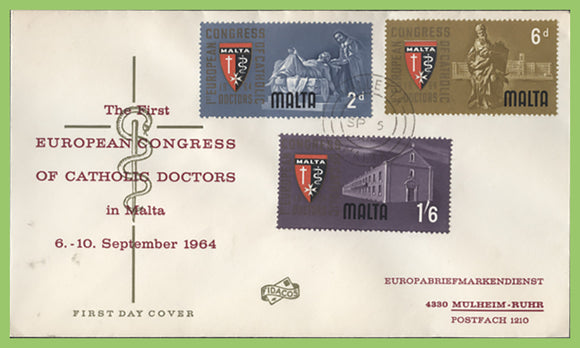 Malta 1964 First European Catholic Doctors' Congress First Day Cover, Valletta