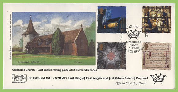 G.B. 2000 Spirit & Faith set official Havering First Day Cover, Greenstead Essex