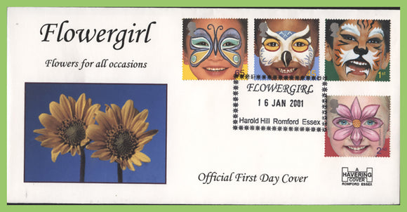 G.B. 2001 Hopes For The Future Havering First Day Cover, Flowergirl, Harold Hill