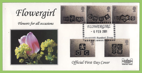 G.B. 2001 Occasions set Havering First Day Cover, Flowergirl, Harold Hill