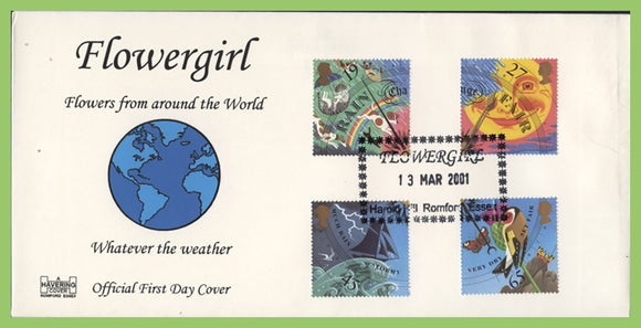 G.B. 2001 Weather set Havering First Day Cover, Flowergirl, Harold Hill