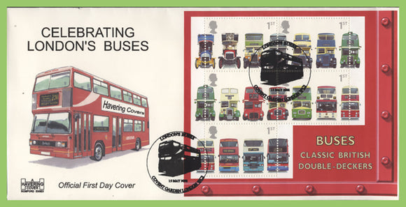 G.B. 2001 London Buses M/S Havering First Day Cover, Covent Garden, London WC2