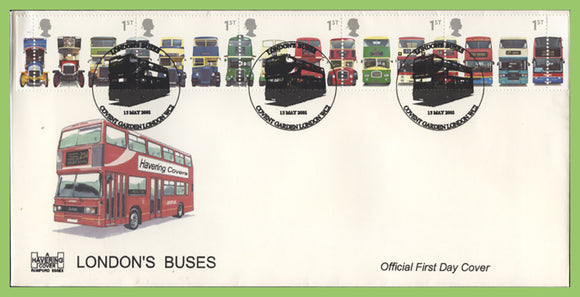 G.B. 2001 London Buses set Havering First Day Cover, Covent Garden, London WC2