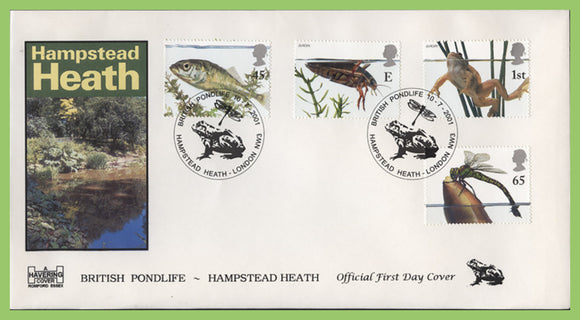 G.B. 2001 Pond Life set Havering First Day Cover, Hampstead Heath, Loncon NW3