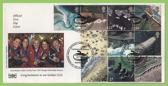 G.B. 2002 Coastlines set on Havering First Day Cover, Medal Winners, Edinburgh